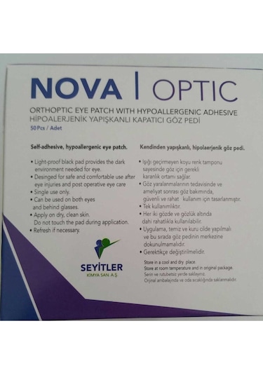 Nova Optik Göz Kapama Bandı Göz Pedi 5.6x6.9cm Çocuk 50 Adet