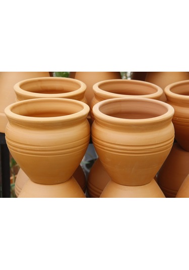 Antik Saksı 2 Adet - El Yapımı Doğal Çömlek (485408022)