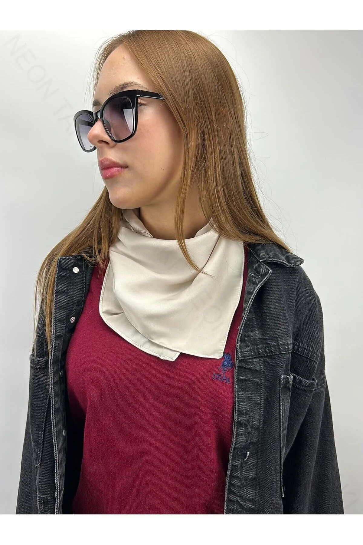 Bej Renk, Fular 7, 55cmx55cm Bej