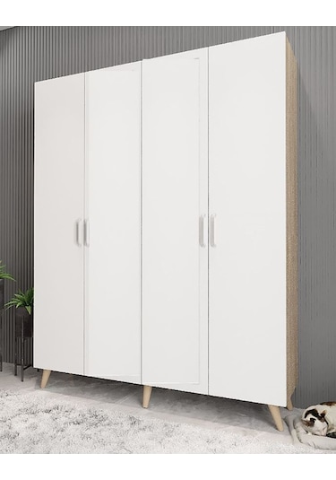 Duke 4 Kapaklı Ayakkabılık Meşe Beyaz 160 Cm M2