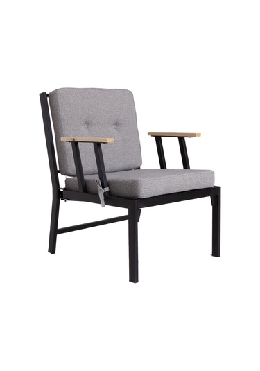 Koza Home Mist Gri Tek Kişilik Bahçe Koltuğu Siyah İskelet 6003 Gri