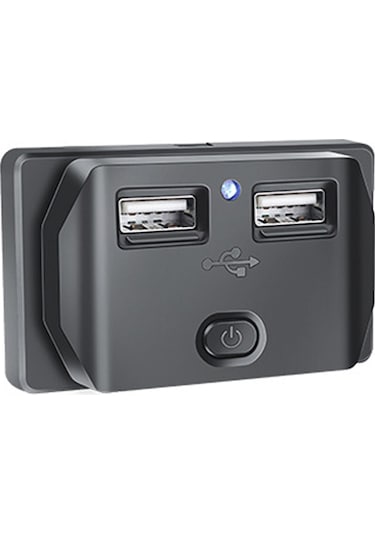 Mufunye Araç Usb Şarj Cihazı 3.1a Çift Portlu, Hızlı Şarj, Açma-kapama Düğmesi, Çoklu Koruma, Otomatik Kapaklı, Araba-motosiklet-gemi Uyumlu Mavi Işık