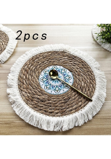 Suntek 2x Boho Yuvarlak Placemats Yemek Mat Kaymaz Dokuma Stil-b Stil B Diğer