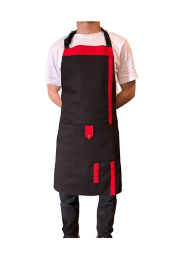 Czn Model 2 Renkli Boyundan Askılı Mutfak,garson,barista Önlüğü Siyah