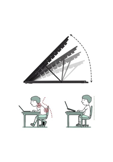 Dizüstü Bilgisayar Standı 34x29.5cm Alüminyum Alaşımlı Ayarlanabilir Dizüstü Bilgisayar Yükseltici Ergonomik Dizüstü Bilgisayarlar Asansör - Siyah