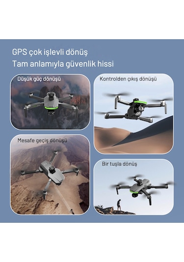 Piha S155 Drone 3 Axis Gimbal 2 Batarya İle 60 Dakika Uçuş Süresi Beni Takip Et Modu 4K HD Kamera Ve Lazerli Engelden Kaçınma Modu