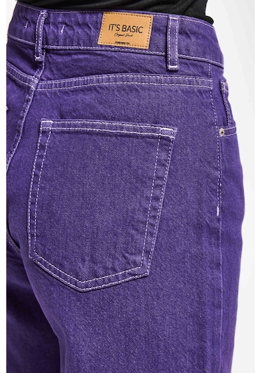 Itsbasic Kadın Mor Renk Doris 1s6-111 Straight Fit Yüksek Bel Özel Renk Denim Jean