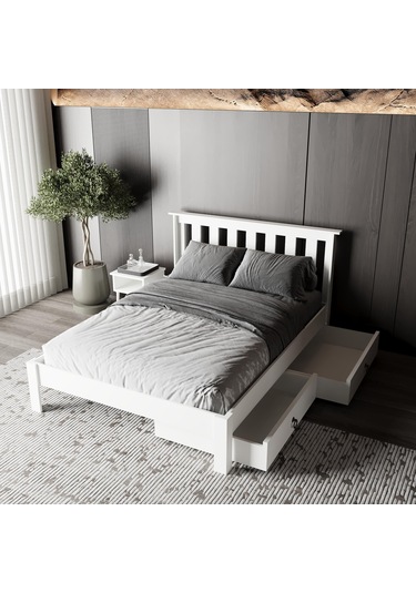 Shark New 2 Çekmeceli Mdf Karyola Kolay Kurulum-942 150x200