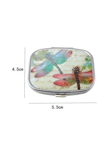 Sones 2 Adet Y10336 İki Bölmeli Metal Taşınabilir Hap Kutusu Beyaz Leopar