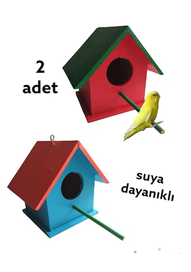 Ncy Ahşap Kuş Yuvası Kuş Evi Dış Mekan Suya Dayanıklı 2 Adet 15 x 15 x 20 CM