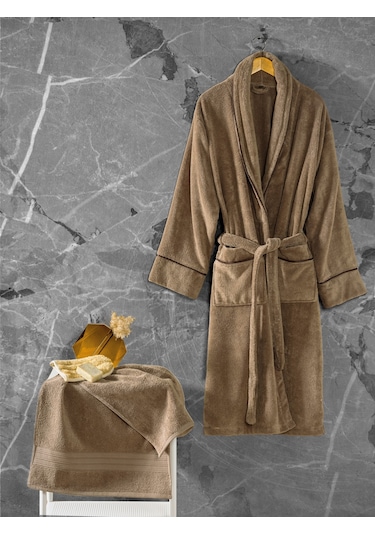 Cotton Box Exclusive Single Bornoz Seti Bej L/XL Bej
