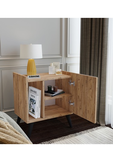 50 Cm Mdf Modern Ayaklı Ahşap Komodin Çok Amaçlı Dolap Yan Sehpa