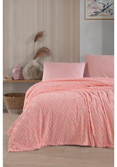 Formeya Jakarlı Wellsoft Çift Kişilik Yatak Örtüsü Pike Pudra