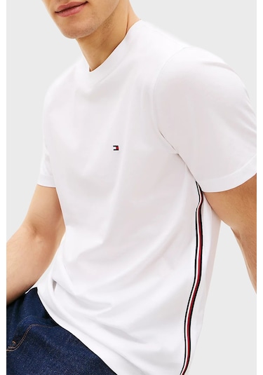 Tommy Hilfiger Erkek T Shirt Mw0mw42393 Ybr Beyaz Beyaz