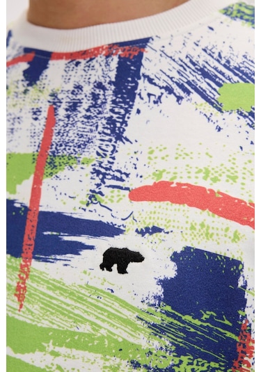 Bad Bear Flame Beyaz Erkek Baskılı Sweatshirt-beyaz Beyaz