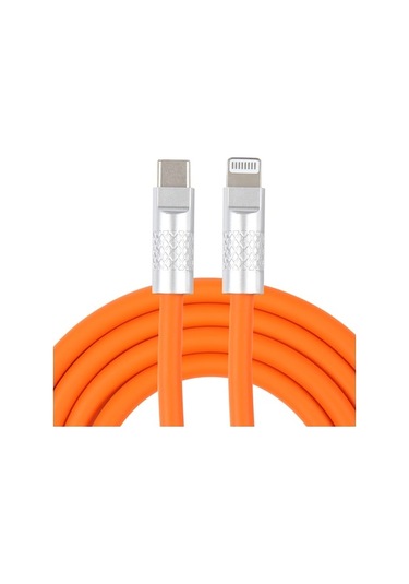 Rogfer Mech Serisi 120w Usb-c / Type-c - 8 Pin Metal Fiş Silikon Hızlı Şarj Veri Kablosu, Uzunluk: 1.2m Turuncu