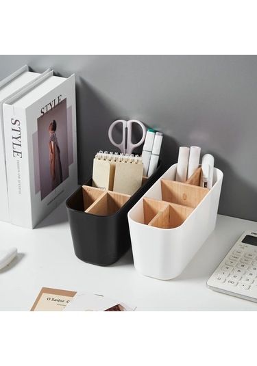 Sunshine011 Ldq Bamboo 5 Yuvalı Diş Fırçası Askısı Beyaz Ahşap Space-saving Banyo Organizer Beyaz