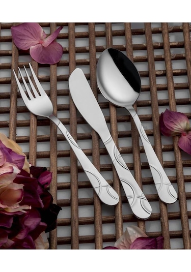 Tercan 84 Parça Kaşık Çatal Bıçak Takımı Hilal Model Gri