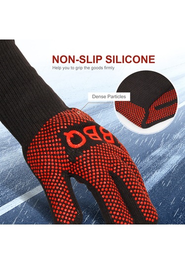 Xindoker Kırmızı 35cm 350 C Isı Dayanıklı Silikon Işılaklı Barbekü Eldiveni - Fırın, Mangal, Pişirme İçin Anti Kayma Isıl Koruma Eldiveni Çok Renkli