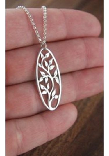 Gümüş Defne Yaprağı Kolye 487345059