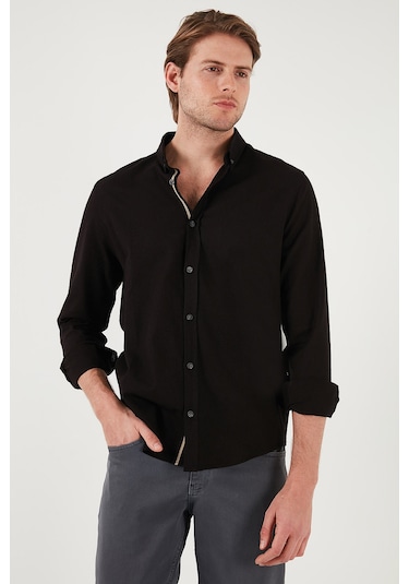 Buratti Pamuklu Regular Fit Düğmeli Yaka Erkek Gömlek Cf20S111871 Siyah