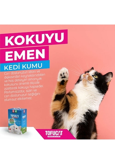 Tofucat Tuvalete Atılabilen Koku Hapsedeci Topaklaşan Doğal Tofu Kedi Kumu 4 x 8 L