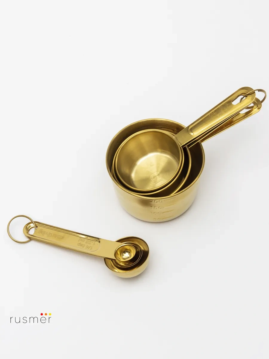 Rusmer 8 Parçalı Altın Kaplama Ölçü Kaşıkları Seti 373254035 Altın Rengi