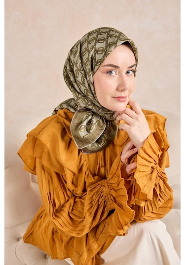 Silk Home Twill İpek Eşarp Zincir Küf Yeşili Çok Renkli