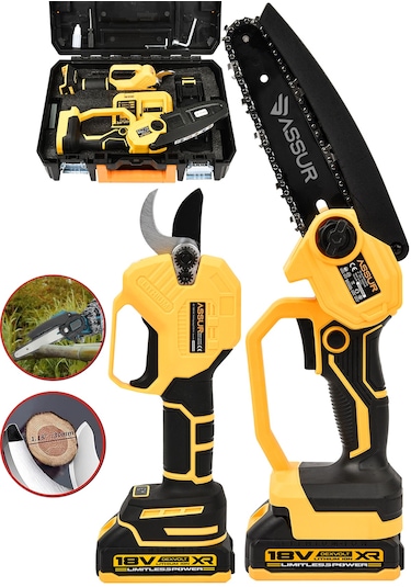 Assur ASR1050 18V Budama Testeresi Makası 2'li Set Sarı