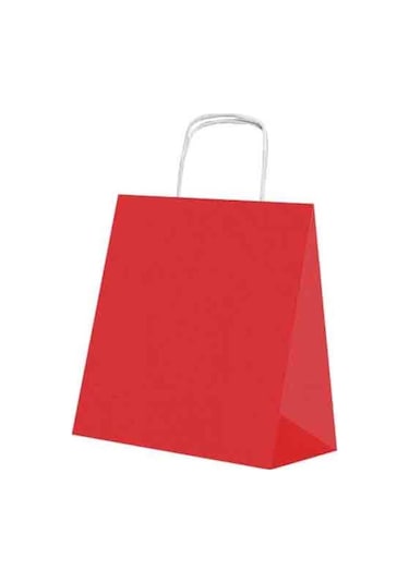 Kraft Çanta Kırmızı 25X12X31 Orta 25 Li