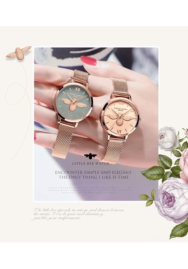 Yunboo 31mm Gümüş Çelik Kordonlu Kadın Kol Saati, Japon Quartz Hareketli, 30m Su Geçirmez, Pembe Altın Gövde Ve Gösterge, Analog Ekran, Flip Kapanma Kapanak Çok Renkli