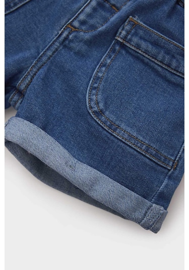 DeFacto Kız Bebek Paperbag Jean Şort E0425A525SMNM28 Mavi