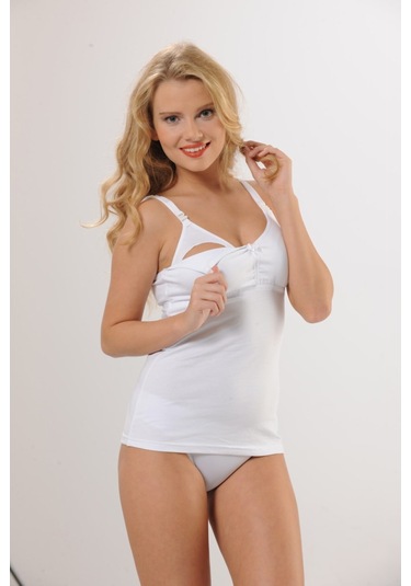 Hmd 2400 3'lü %100 Pamuk Askılı Emzirme Atleti - Beyaz Beyaz