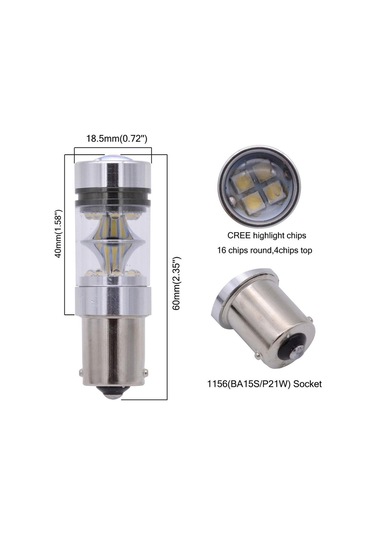 jmsstore 100w 1156 Ba15s P21w Beyaz 20smd Led Yedekleme Sis Drl Işık Araba Ters Lamba Üst
