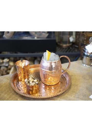 Bakır Bardak Fıçı Model 2li Parlak Bakır Renk
