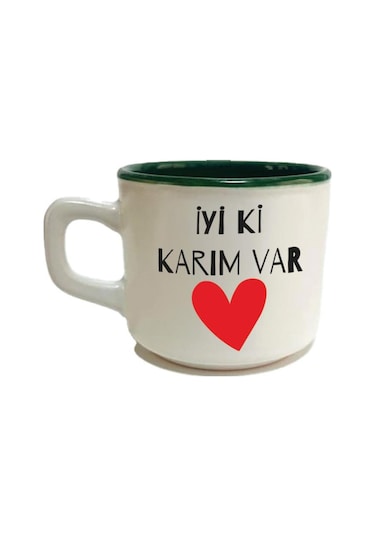 İyi Ki Karım Var Baskılı Yeşil Venüs Sevgililer Günü Kupası