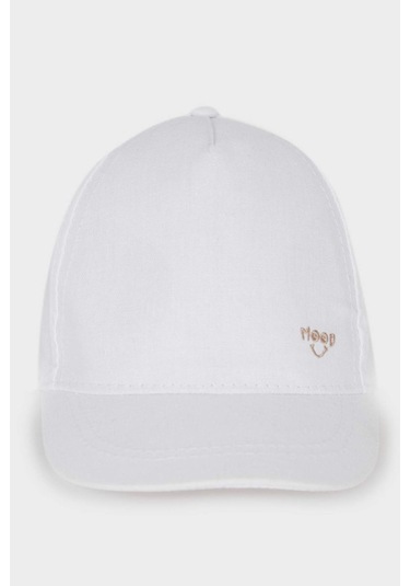 DeFacto Kız Bebek Nakışlı Keten Karışımlı Cap Şapka D6882A525SMER83 Ekru