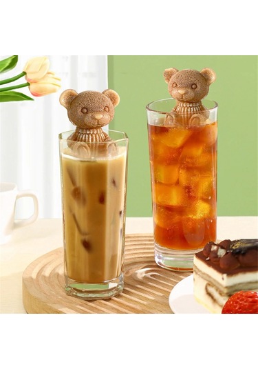 Xurunkeji Yeni Dört Izgara Ayı Buz Tepsisi Kalıbı Silikon Buz Tepsisi Ev Dondurma Popsicle Dondurulmuş Buz Topu Buz Tepsisi Sarı Sarı