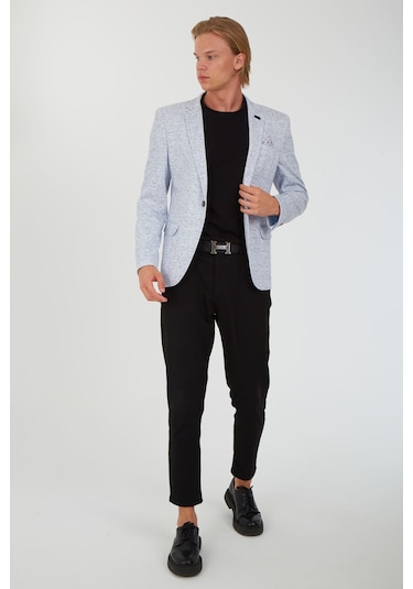 Sposo 5106 Dar Kalıp Yarım Astarlı Beyaz Erkek Blazer Ceket Beyaz