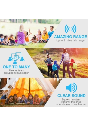 Lemestar Çocuklar İçin Renkli Telsiz İletişim Cihazı, 8-22 Kanal, 3-5 Km Menzil, 4xaaa Pil İle