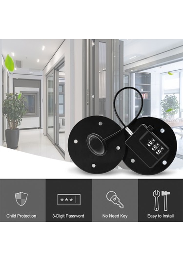 Samdoo Çocuk Güvenliği Kilit: Pencere-buzdolabı Koruması, Şifreli Kilitleme, Yüksek Katlardan Düşme Engeli, Deliksiz Montaj, Siyah Çok Renkli