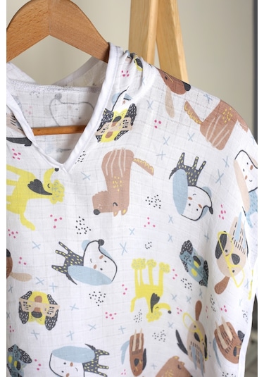 Luckka %100 Pamuk Bebek Çocuk Müslin Panço - Ztpanço 001