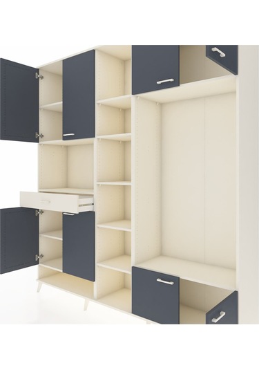 Hyperion Dolap 12 Raflı Tek Çekmeceli 8 Kapaklı 220x44x243 Aytaşı-antrasit/aytaşı Antrasıt/aytası