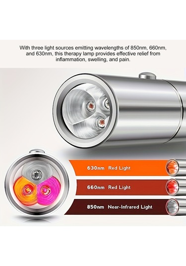 Moveevo Elde Taşınabilir Led Işık Terapi Cihazı Kırmızı Işık 630nm 660nm 850nm Yakın Kızılötesi Işık Terapi Cihazı Gümüş