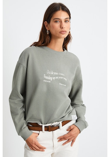 Ethıquet RONJA Kadın Açık Yeşil Sweatshirt