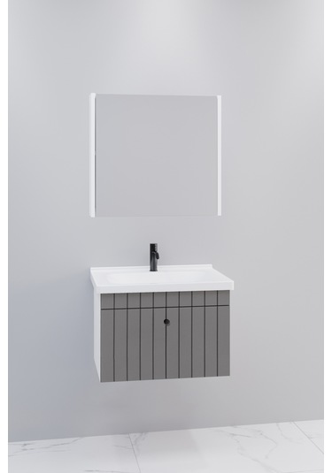 Alice 65 Cm Banyo Dolabı Bgn Aynalı Antrasit - Boy Dolap Hariç Antrasit