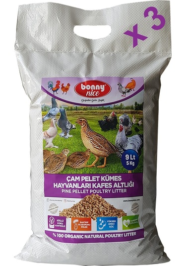 Bonnynice Bıldırcın Güvercin Süs Tavukları Kafes Altlığı 9 L x  3