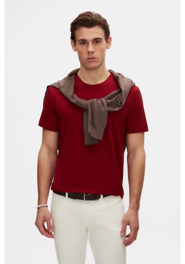 D's Damat Ds Damat Relaxed Fit Bordo %100 Pamuk T-shirt 6hc14ort02005 Bordo