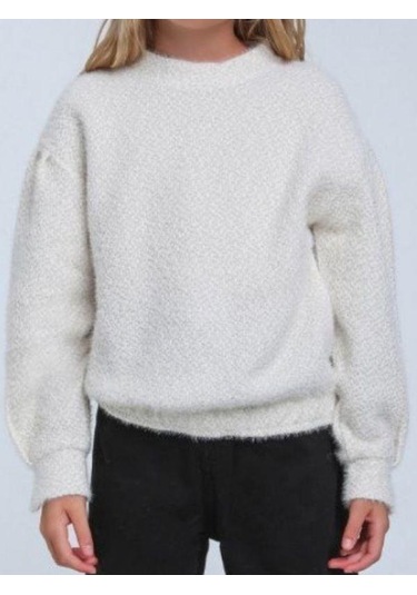 Kız Çocuk Simli Kırçıllı Bluz-14313 Beyaz