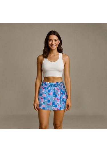 Anemoss Harmoni Kadın Şort Etek Lastikli Bel, Bağcıklı Ve Esnek Kumaşlı Yazlık Skort Çok Renkli
